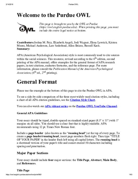 This handout provides information about annotated bibliographies in mla, apa, and cms. (PDF) Purdue OWL APA | Catsauce Carter - Academia.edu