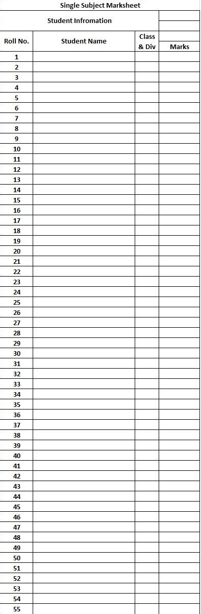 School Report Card And Mark Sheet Excel Template Msofficegeek