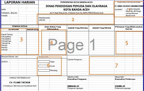 Contoh Form Laporan Harian Pengawas Proyek Perumahan Imagesee