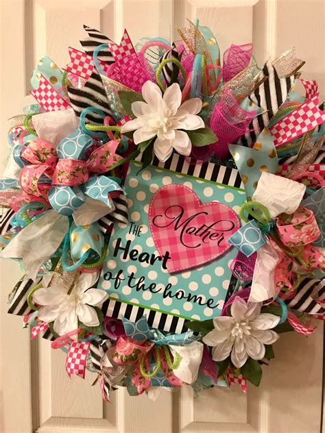 Mothers Day Wreath Deco Mesh Wreath Deco Mesh Wreaths Etsy Holiday