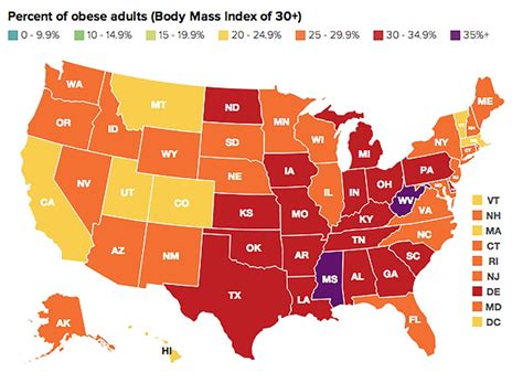 Us Adult Obesity Rate By State 2013 Os 1622x1189 More In Comments