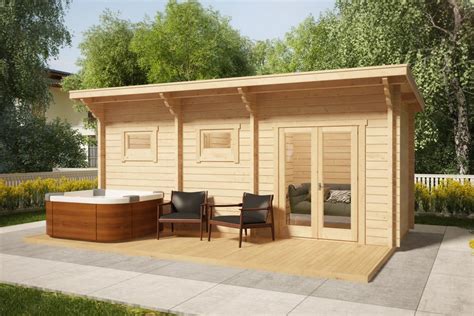 sauna cabin with terrace oliver ii 11m2 70mm 6 x 2 m summer house 24