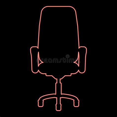 Neon Office Chair Recliner Red Color Vector Illustration Image Flat