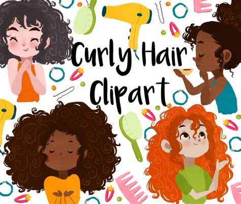 Curly Hair Clipart Girl Hair Clip Art Hair Accessories Etsy Australia