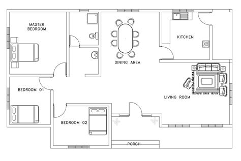 51 House Plan Autocad Drawing Free Download