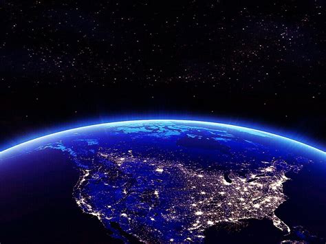 Earth North America In The Night View From Space 4k Wallpaper For
