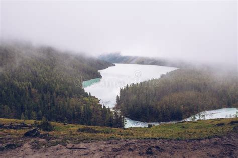 Marvellous View At Foggy Kucherla Mountain Lake Belukha National Park