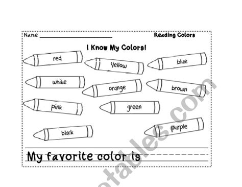 Identifying Colors Worksheet