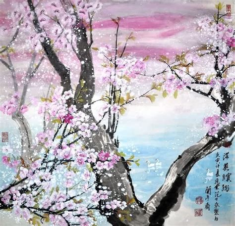 Chinese Cherry Blossom Paintings China Cherry Blossom Art Scrolls