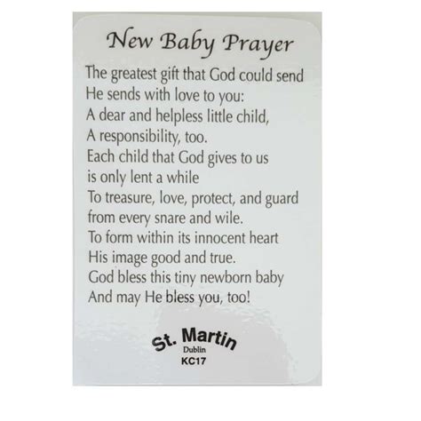 Baptismal Prayer Card Range Of Prayer Cards St Martin Apostolate
