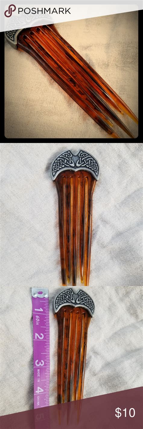 This hair clip is made out of pewter and has a celitc knot design in the jelling viking art style. Celtic Knot Hair Comb in 2020 | Celtic knot hair, Celtic ...