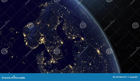 Scandinavia In The Night In Planet Earth From Outer Space Stock Video