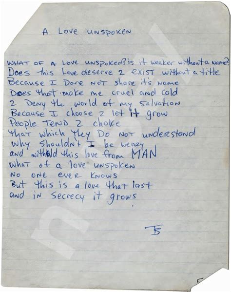 A Love Unspoken Tupacs Handwritten Poem