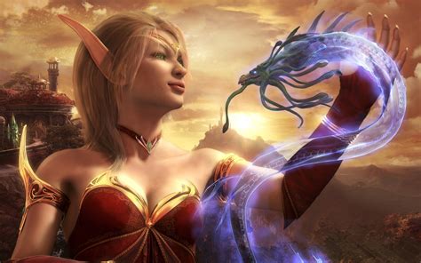 World Of Warcraft Elves Blood Elf Dragon Girl Hair Eye Desktop Hd