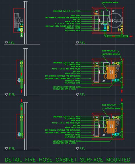Fire Hose Cabinet Surface Mounted Free Cad Block And Autocad Drawing