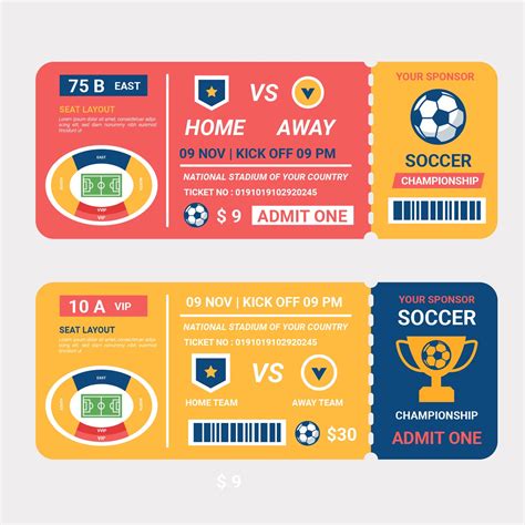 soccer championship ticket vector   vectors