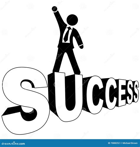 Successful Business Man On Success Black And White Stock Vector