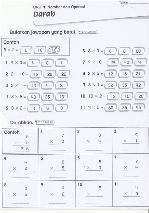 Lembaran Kerja Bahagi Matematik Latihan Bahagi Tahun Cara Mudah The
