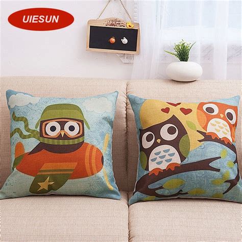4545cm Cute Night Owl Pillow Cover Cottonandlinen Cushion Office Nap Throw Pillow Case Uie515