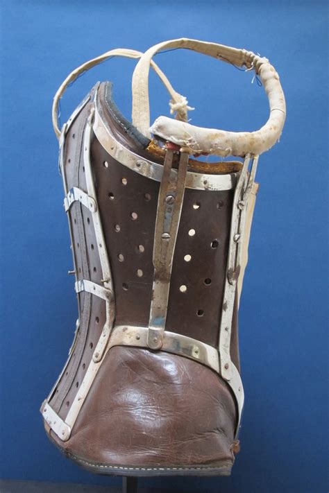18th C Leather Corset With Metal Braces On Stand Leather Corset