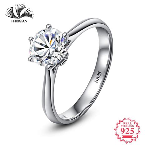 Certified Fine Jewelry Ring S925 Sterling Silver Diamond Luxury Ring Women T Wedding 925
