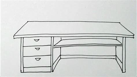 วาดรูป โต๊ะตั้งคอมง่ายๆ How To Draw A Desk Youtube