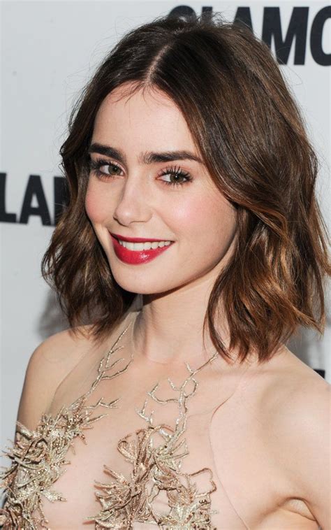 Lily Collins Flawless Lipstick Look At Glamour Awards In Nyc Lily Collins Hair Hair Styles