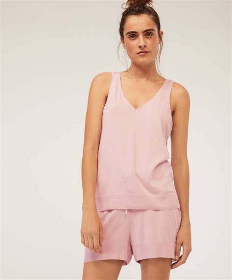 Plain Sleeveless T Shirt Top Half Pyjamas Pyjamas And Homewear