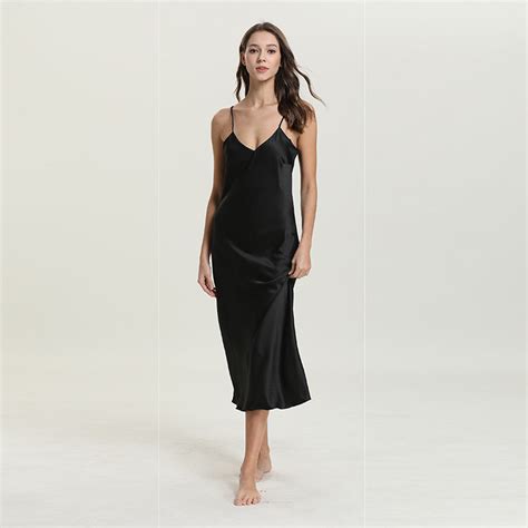 Sexy Long Sleep Dress Satin Rayon Sleepwear Solid Nightie Nightgown Wo