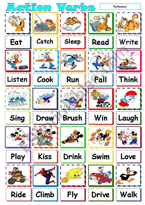 Printable List Of Action Verbs