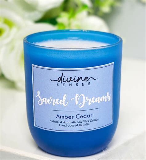 buy amber and cedar blue frosted jar candle natural and aromatic soy wax candle for home decor