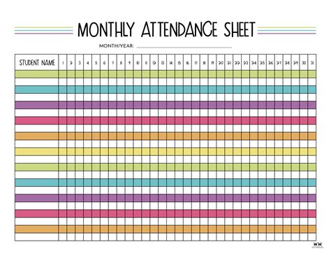 Attendance Sheets 52 Free Printables Printabulls