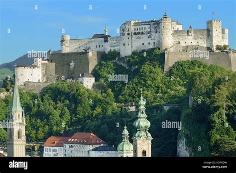 Hohensalzburg Castle In Austria View From Moenchsberg High Salzburg