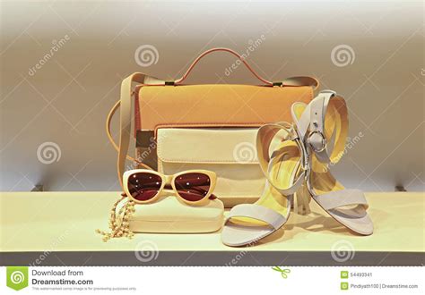 Leather Handbag Shoes And Sunglass For Ladies Stock Image Image Of