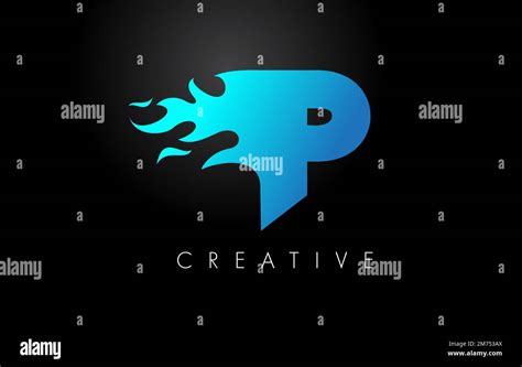 Blue Fire Blue P Letter Flame Logo Design Fire Logo Lettering Concept