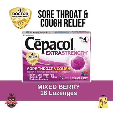 Cepacol Extra Strength Sore Throat And Cough Relief Lozenges Mixed Berry