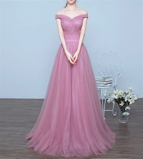 Charming Off The Shoulder A Line Long Prom Dresses Ball Gown Prom