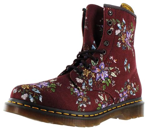 Dr Martens Castel Womens Canvas Combat Boots Floral Boots Combat
