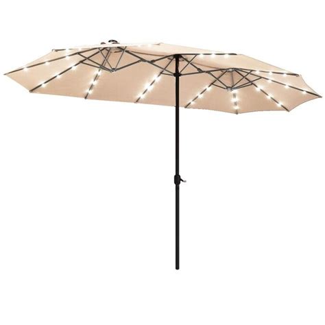 Goplus 15 Ft Solar Powered Market Patio Umbrella In The Patio Umbrellas