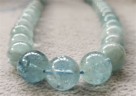 Genuine Aquamarine Necklace Round Blue Healing Bracelet Etsy