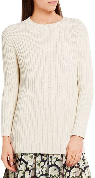 Adam Lippes Ribbed Silk And Linen Blend Sweater Cream Shopstyle