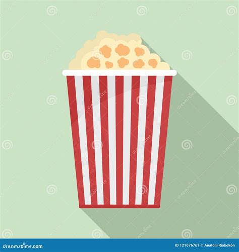 Popcorn Box Icon Flat Style Stock Vector Illustration Of Full