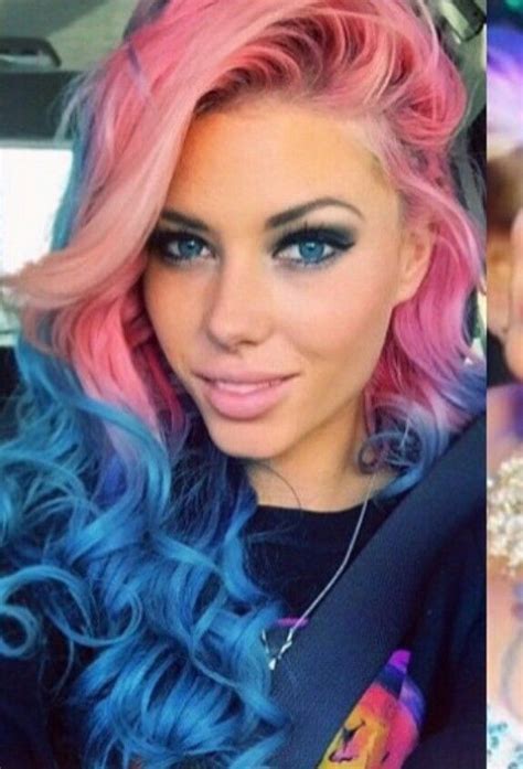 Pink And Blue Ombre Dyed Hair Blue Ombre Hair Hair Color Pink Ombre