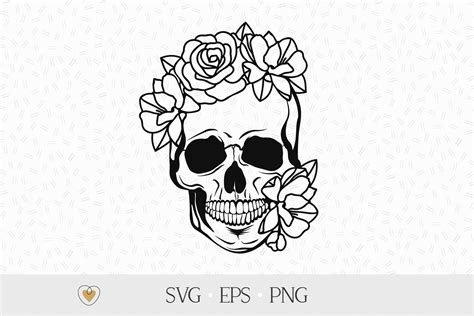 Flower skull svg, Floral skull svg, Skull cut file By Pretty Meerkat