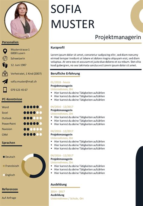 Das bewerbungsfoto ist kein muss. Die Projektmanagerin - Lebenslaufvorlagen Digitalbewerbung.ch