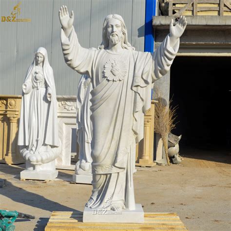 Carved Garden Religious Natural White Marble Jesus Statues Dzm 1268 D