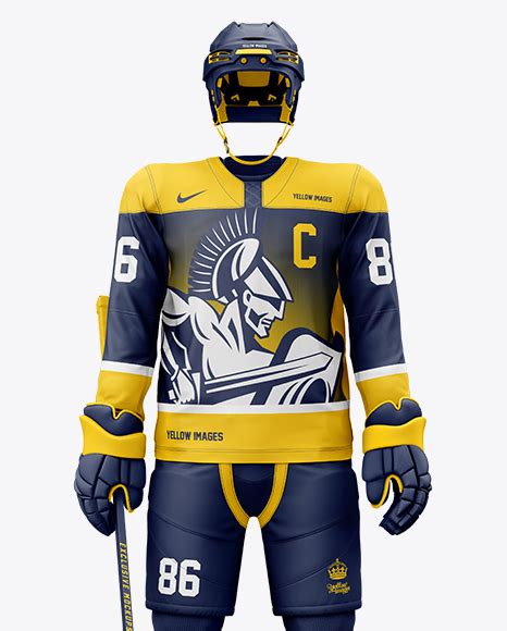 mens full ice hockey kit mockup front view  apparel mockups  yellow images object mockups