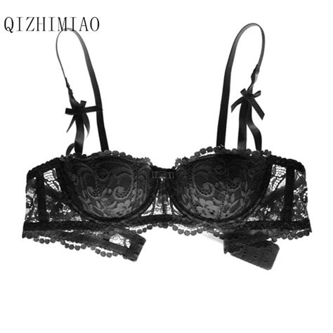 Qizhimiao New Design Sexy Lace Comfortable Bra Half A Cup Thin Cotton