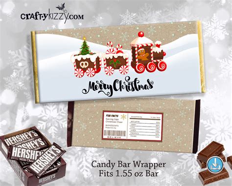Christmas Chocolate Bar Wrapper Gingerbread Printable Party Favors