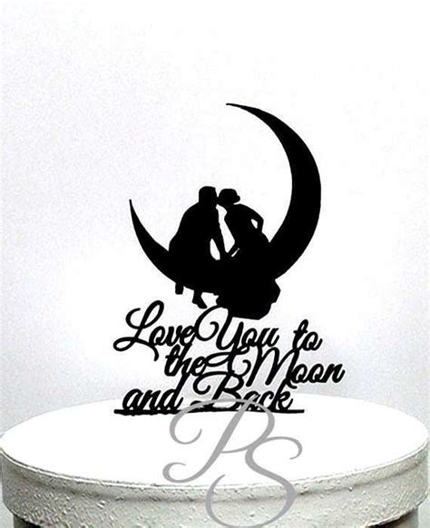 Wedding Cake Topper Bride And Groom Kissing On The Moon Etsy